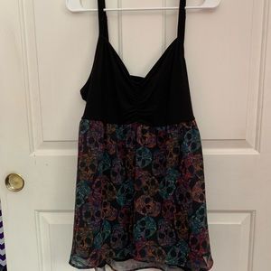 Torrid Size 3 Black and Skull Tank Top NWT